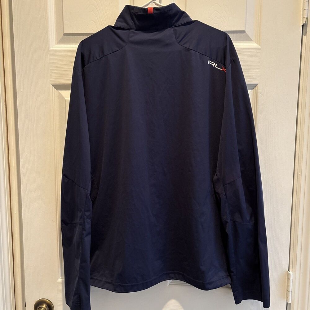 RLX Ralph Lauren PGA Windbreaker Jacket Men's XL 1/4 Zip Pullover Pocket Navy - Picture 8 of 15